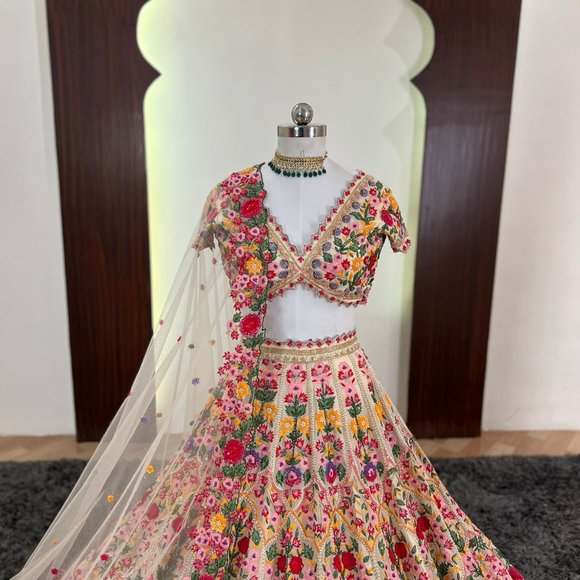 ANUSHREE REDDY INSPIRED IVORY LEHENGA - Picture 3 of 4